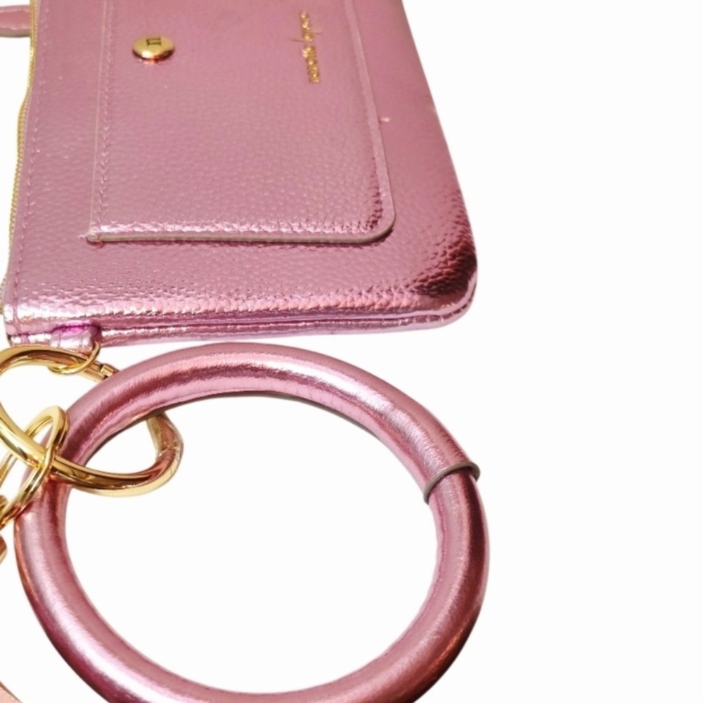 Nanette Lepore Metallic Pink Pebbled Wristlet - Picture 4 of 15
